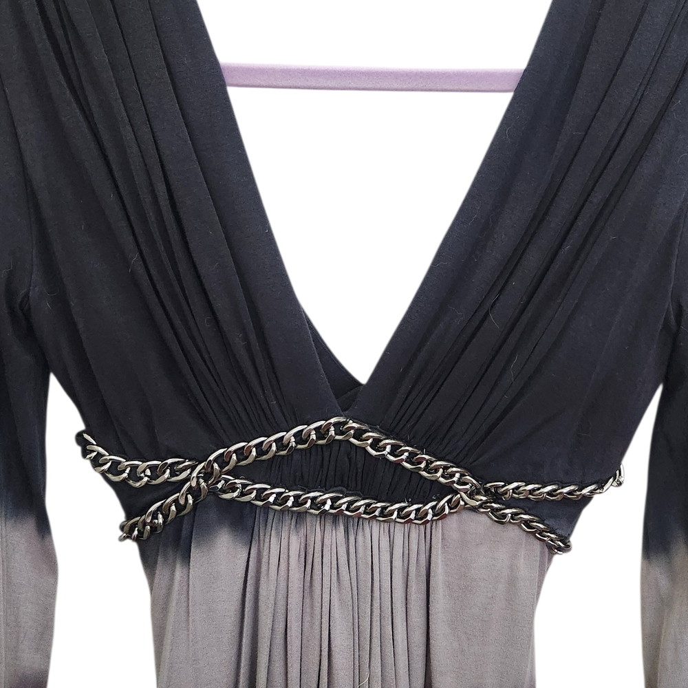 NWT Sky Black/Gray Ombre Top w/Chain Detail Sz Sm - Picture 2 of 7